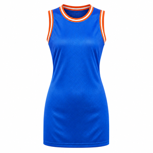 Vestido de Baloncesto Personalizado para Mujer, Azul, Malla, Sin Mangas, Número 24, Estampado en la Espalda, Ajustado, Transpirable - Product Image 2