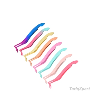 Professional Wide Tip Private <b>Label</b> False Eyelashes Tweezers Rose Gold Stainless Steel Eyelash <b>Applicator</b> for Salon - Product Image 2