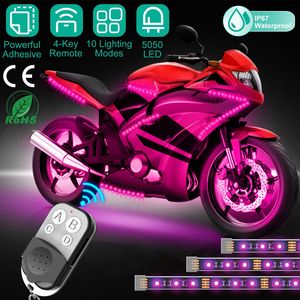 Set di 6 Strisce LED RGB 12V DC, Luci Atmosfera Multicolore al Neon, Kit Illuminazione Impermeabile per Moto - Product Image 1