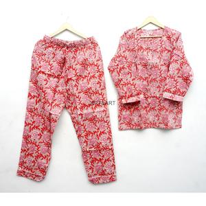 Ensemble de pyjama 100 % coton à imprimé floral, manches longues, vêtements d'intérieur, tenue de nuit d'été, taille haute élastique - Product Image 6