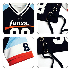 Top Corto Sexy de Fútbol para Mujer, Personalizado con Cordones, Cuello en V, Camiseta Deportiva Corta, Ropa Urbana Moderna, Suministro OEM de Camisetas de Fútbol Americano - Product Image 4