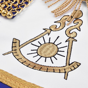 Tablier de Maître Ancien de Loge Bleue Maçonnique, Meilleures Ventes, avec Franges en Tresse Dorée et Broderie Dorée - Fournisseur de Regalia - Product Image 3