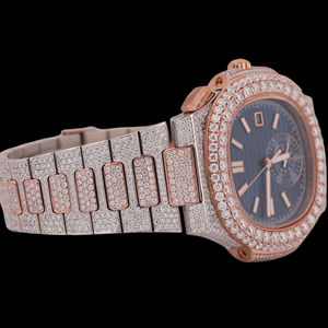 Nouvelle collection tendance, cadran bleu avec des caractéristiques classiques, montre exclusive pour homme en moissanite et diamant, bicolore, style hip-hop, personnalisée - Product Image 3