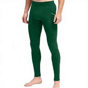 Leggings de compression intégrale pour hommes, couleur unie, taille élastique, logo thermocollé sur la jambe droite, en Spandex et Nylon - Product Image 3