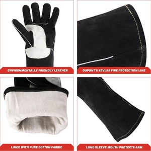Gants en cuir de vachette renforcé résistants pour le soudage, le barbecue, la construction, résistance à l'abrasion, gants de sécurité personnelle - Product Image 5