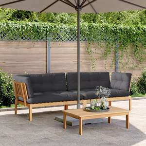 Sofá Esquinero de Poliéster 100% en Color Carbón con Madera de Acacia Sólida para Jardín - Product Image 1