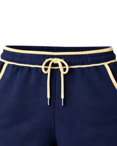 Shorts en molleton de coton bleu marine pour femme, personnalisés par le fabricant, avec contraste, taille élastique, décontractés, pour l'été, le sport et la détente - Product Image 5