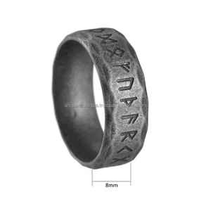 2024 New Trendy Vintage Aged Men's Stainless Steel Ring Viking Rune Rings for Men - Product Image 5