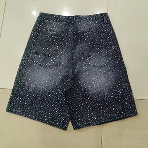 Service OEM de haute qualité, jean tendance pour homme, respirant, style hip-hop, 100% coton, vintage, déchiré, avec strass, séchage rapide - Product Image 4