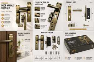 Modern Ambidextrous Rust Resistant Door <b>Lock</b> Hardware Set <b>Security</b> Lever Handle Mortise <b>Lock</b> with Cylinder - Product Image 6
