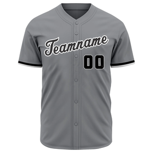 Gray Baseball Jersey Short Sleeve Button <b>Down</b> Custom Team Uniform Lightweight Breathable Athletic Sports Shirt - Product Image 2