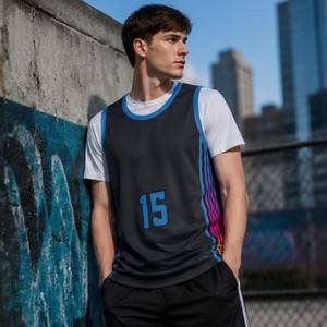 Camiseta de Baloncesto para Hombre, Sin Mangas, 15 Colores Degradados, Sublimada, Absorbente de Humedad, Poliéster, Ajuste Atlético, para Todas las Temporadas - Product Image 4