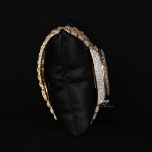 Luxury Moissanite Diamond Iced Out Watch Hip Hop Sky Blue Baguette Dial Gold Tone Stainless Steel <b>Automatic</b> Men <b>WristWatch</b> - Product Image 3