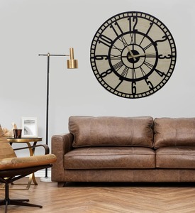 Horloge murale ronde élégante en bois, idéale pour la chambre et l'entrée, pour un usage quotidien et pour offrir en cadeau, fabriquée à la main en Inde - Product Image 3