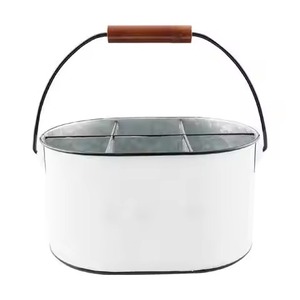 Rustic Farmhouse Top <b>Kitchen</b> Accessories Galvanized Metal Picnic Caddy Galvanized Cutlery Holder Caddy <b>Kitchen</b> Utensil caddy - Product Image 4