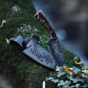Imperial Enterprises Couteau de chasse à lame fixe en acier Damas 2024 fait main, pointe clip, manche en bois, étui en cuir, personnalisable OEM - Product Image 4