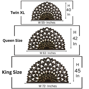 Cabecero de Cama Balinés Tallado en Madera con Diseño de Flor de Loto, Acabado en Negro y Dorado, Muebles de Dormitorio, Decoración del Hogar - Product Image 6