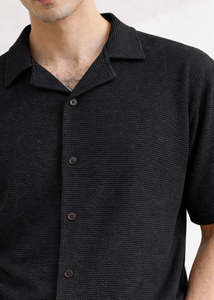 Men Casual High Quality Men Black Two-Piece Set Short Sleeve Button-Up Shirt Relaxed <b>Pants</b> Casual Co-ord Outfit OEM Custom Logo - Product Image 4