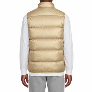 Gilet matelassé léger pour homme, col montant, kaki, sans manches, fermeture éclair, doudoune décontractée pour l'hiver - Product Image 5