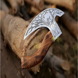 Hache à pizza Burraq artisanale en acier au carbone, manche en bois de rose, étui en cuir, DIY, industrielle, 11 pouces, pour l'extérieur, cadeau pour la fête des pères - Product Image 3