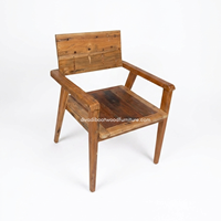 DIVADI Chaise de salle à manger rustique artisanale durable avec accoudoirs et dossier en bois de bateau récupéré, écologique, mobilier antique pour maison, villa, hôtel