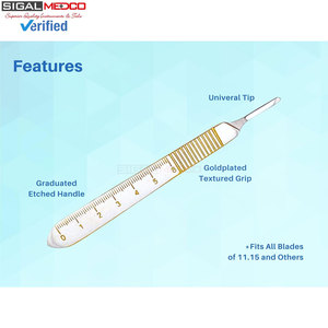 Juego de 3 Piezas de Manijas para Dermaplaning con Bisturí Manual de Acero Inoxidable B.P. # 3 Cuchillas Estériles de 10 Pulgadas con Regla - Product Image 4