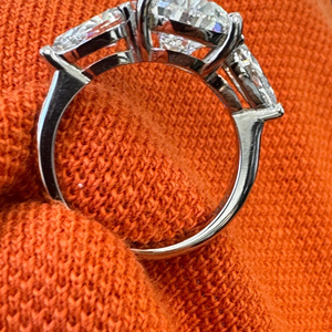 Bague de fiançailles unisexe en diamant de laboratoire taille poire 5 carats, plaqué or 14 carats, bijoux de mariage de luxe certifiés IGI, cadeau - Product Image 4