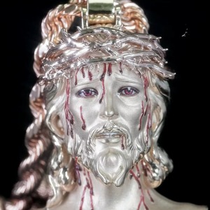 Colgante de Jesús Cristo Chapado en Plata 925 con Corona de Espinas, Joyería Religiosa Cristiana para Ocasiones Religiosas, Colgante Hip Hop - Product Image 1