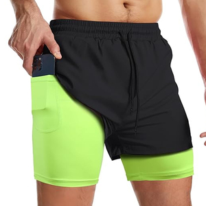 Pantalones Cortos Deportivos 2 en 1 para Hombre, con Forro de Compresión, para Gimnasio y Running, con Bolsillo para Teléfono, Alta Calidad, OEM, Venta al Por Mayor - Product Image 4