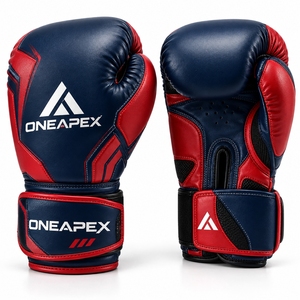 Gants de boxe rouges et bleu marine, gants d'entraînement professionnels, gants de combat rembourrés, logo personnalisé OEM, vente en gros de gants de sport - Product Image 1
