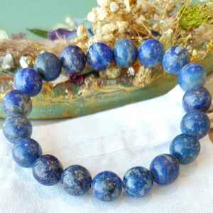 Pulsera de Piedras Preciosas de Lapislázuli Natural, Cuentas Redondas Talladas, Joyería Feng Shui de Buena Calidad - Product Image 3