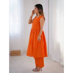 Hermoso Conjunto de Top y Pantalón de Algodón Naranja para Fiesta, Talla XL, por FB - Product Image 2