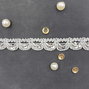 Elegant 2cm Metallic Lace Trim with Chevron Pattern Eco-Friendly <b>Sequin</b> Decoration for Cloth & Gifts - Product Image 2