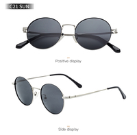 Lunettes de soleil rondes rétro personnalisées pour hommes, lunettes solaires en métal, lunettes de soleil légères et tendance pour femmes
