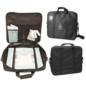 Sac à main carré souple Master Black en Cordura léger, imperméable et écologique, avec broderie machine et poche intérieure, style Franc-maçon - Product Image 1