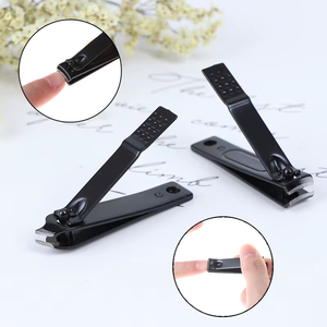Coupe-ongles professionnel 1 pièce en acier inoxydable noir, coupe-ongles d'orteils, outil de coupe portable de forme plate pour doigts - Product Image 4