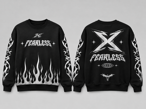 Sweat-shirt oversize réfléchissant pour homme, style motard, streetwear, noir, design lumineux, logo au dos, col rond - Product Image 3