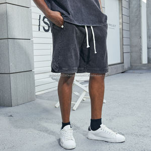 High Quality Heavyweight Cotton Acid Washed <b>Shorts</b> for Men Vintage Streetwear Casual Mesh <b>Shorts</b> With Pattern <b>Decoration</b> Pockets - Product Image 2