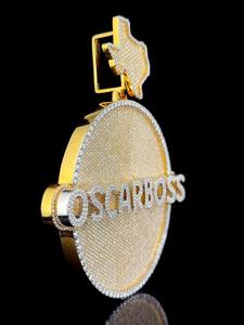 Pendentif personnalisé avec nom en moissanite sertie de pierres, en argent sterling 925, bicolore, lettre ovale, bijoux pour homme et femme - Product Image 2