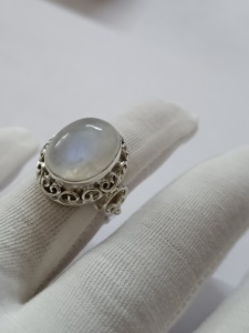 Blue Fire Rainbow Moonstone <b>Ring</b> 925 Sterling <b>Silver</b> Handmade <b>Statement</b> Promise <b>Ring</b> for Women Boho Oval June Birthstone Jewelry - Product Image 6