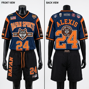 Premium 180 GSM Polyester <b>Mesh</b> Football Jersey And Shorts <b>Set</b> Gold Black Tackle Twill Custom Logo Women's <b>Sets</b> - Product Image 3