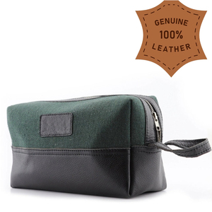 Leather Canvas Toiletry Bag Waterproof Travel Organizer Cosmetic Dopp Kit Large Capacity <b>Case</b> Bag LCTB-0067 - Product Image 1
