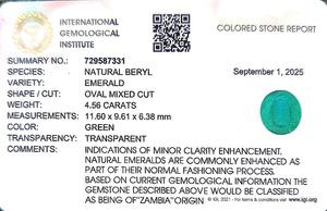 มรกตสีเขียวรูปไข่ 4.56 กะรัต จากแซมเบีย จากร้านขายอัญมณี ราตติ ชาร์ท 5.25 - Product Image 6