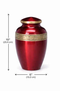 โกศเผาศพโลหะสีแดงสไตล์ยุโรปสำหรับขี้เถ้าของมนุษย์ประดับด้วยทองคำสำหรับงานศพผู้ใหญ่ - Product Image 3