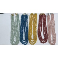 M.Y.GEMS Collier en pierre naturelle 3 couches multicolores vert jaune Quartz semi-précieux Jade ovale perles lisses multi-brins