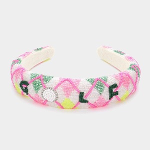 Stylish Handmade Embroidered Seed Beads Hairband Design Premium Fashion Seed <b>Beaded</b> Hairband For Special Events - Product Image 2