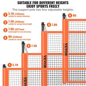 Ensemble de badminton portable professionnel pour l'extérieur, poteaux en acier réglables en hauteur avec filet de volley-ball en PVC, équipement de terrain combiné - Product Image 4