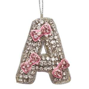 Ornements brodés de perles, alphabet personnalisé, logo sur mesure, usine de fabrication, sapin de Noël en velours et satin - Product Image 1