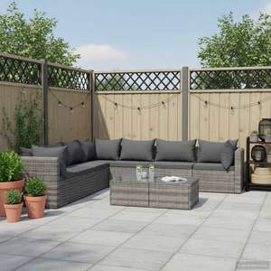 Ensemble de canapés modulaires d'extérieur en polyrotin gris pour jardin - Product Image 1