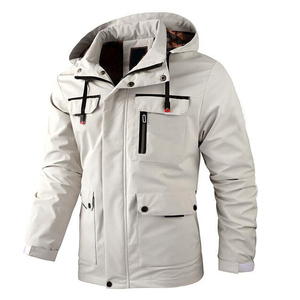 Men's Waterproof <b>Soft</b> outdoor <b>Jacket</b> With <b>Hood</b> Stand Collar Multiple Pockets Zip Fly Winter Outdoor Wear Regular Fit - Product Image 1